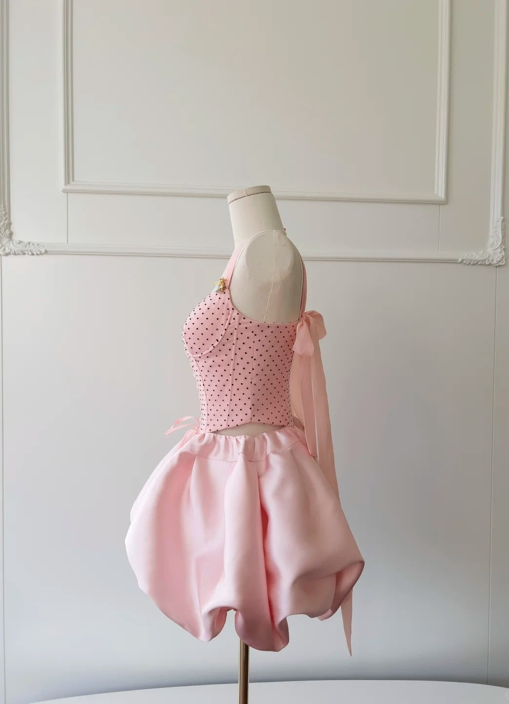 Sweet Pink Homecoming Dress Polka Dots A-Line Birthday Dress GG5961