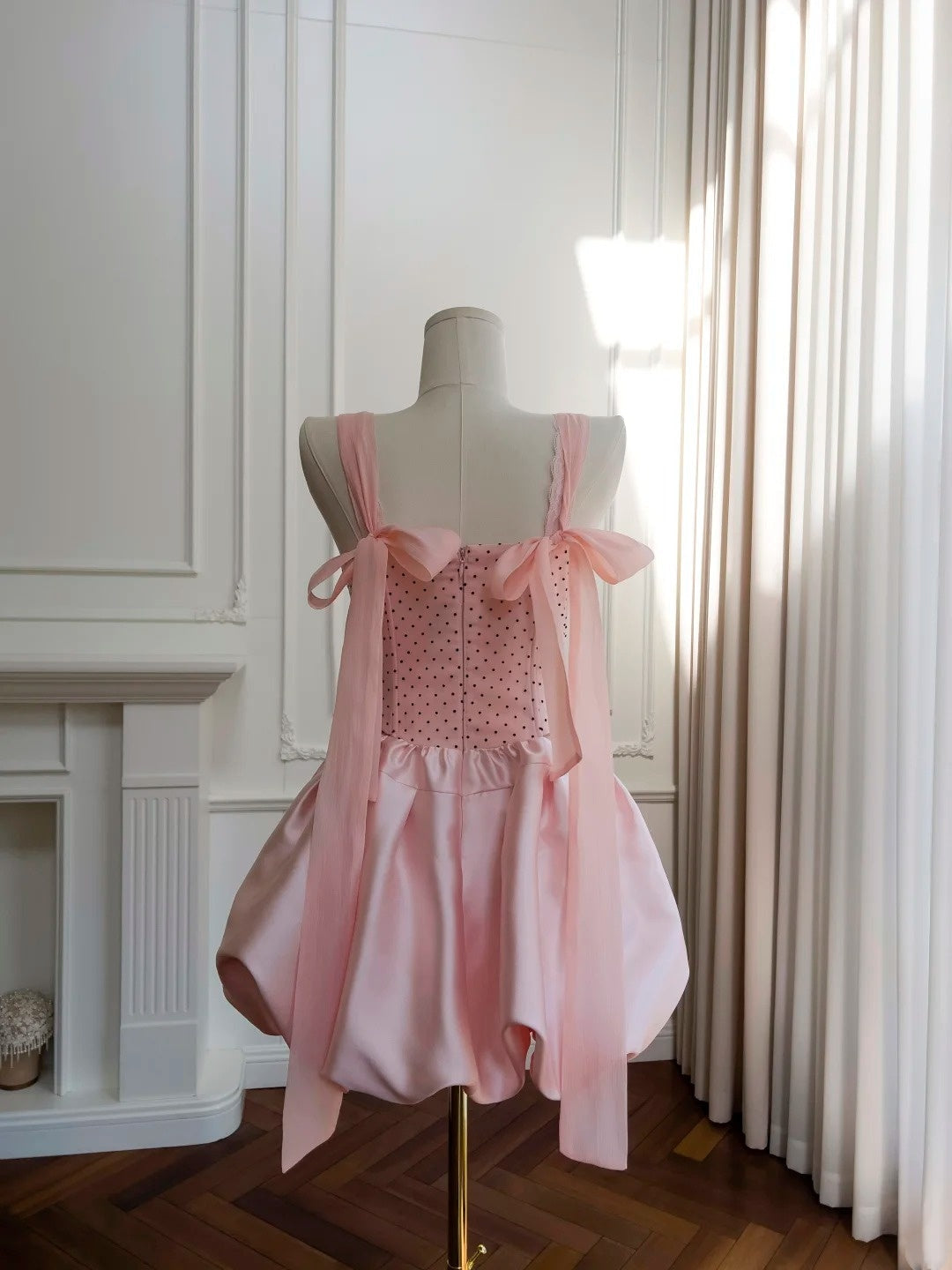 Sweet Pink Homecoming Dress Polka Dots A-Line Birthday Dress GG5961