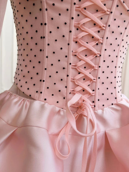 Sweet Pink Homecoming Dress Polka Dots A-Line Birthday Dress GG5961