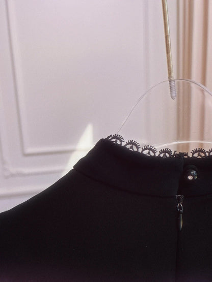 Alluring Long Sleeve Black Homecoming Dress Lace Cutout A-Line Birthday Dress GG5998