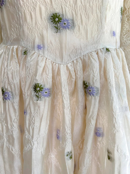Vintage Floral Beige Prom Dress Lace Long Sleeve A-Line Evening Dress GG6008