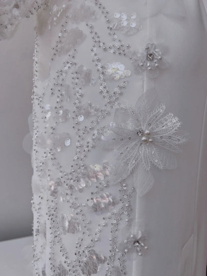 Glittering Spaghetti Straps White Prom Dress Seqiuns Appliques Sheath Evening Dress GG6015