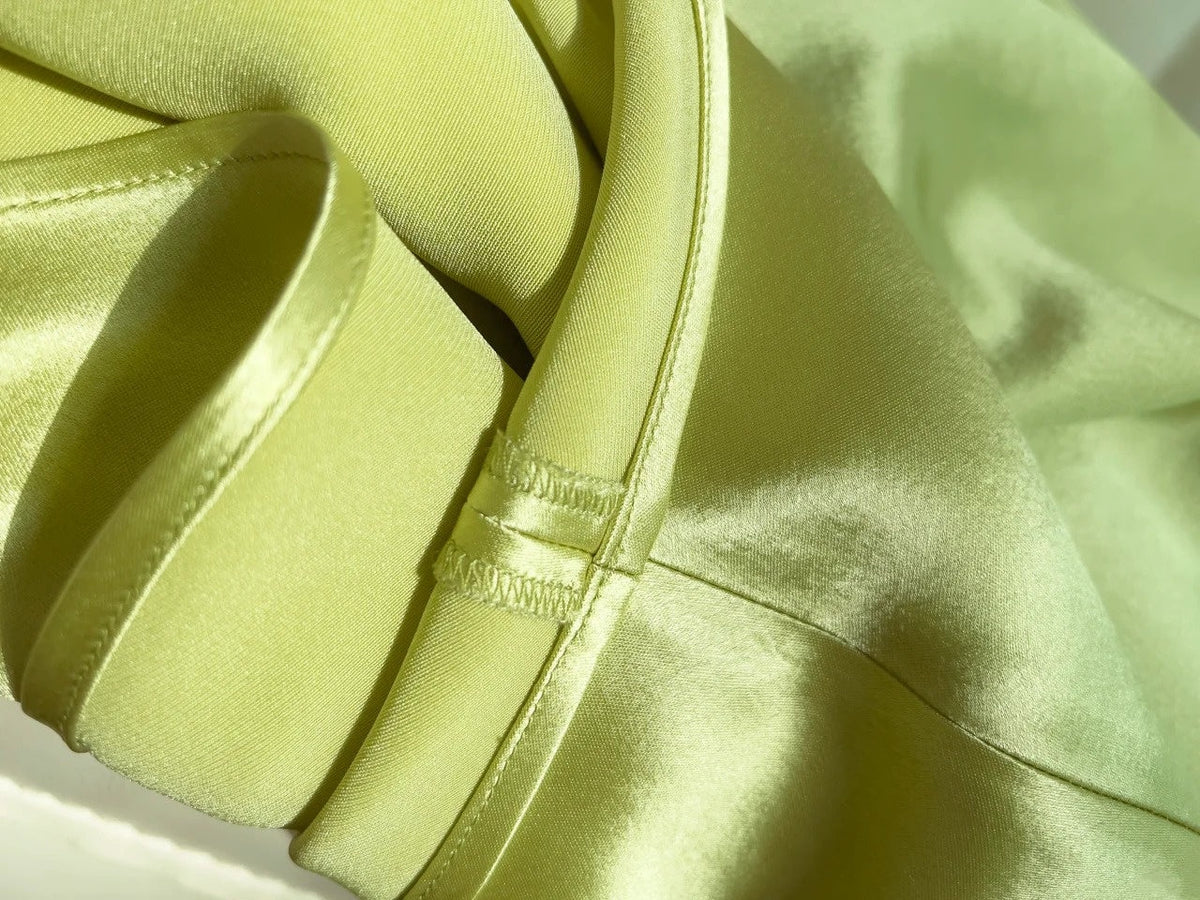Simpel Halter Neck Green Prom Dress Satin A-Line Evening Dress GG6025