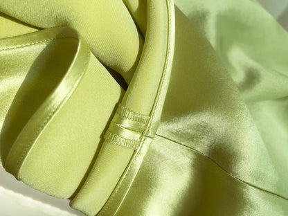 Simpel Halter Neck Green Prom Dress Satin A-Line Evening Dress GG6025