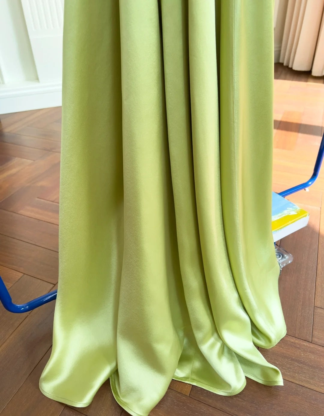 Simpel Halter Neck Green Prom Dress Satin A-Line Evening Dress GG6025