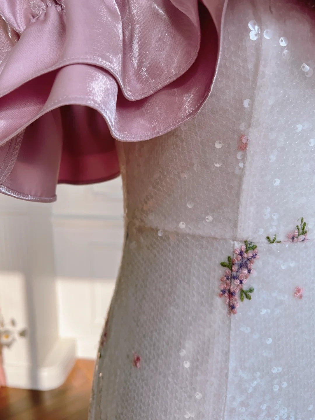 Sparkling Pink Prom Dress Sequins Sheath Evening Dress GG6031