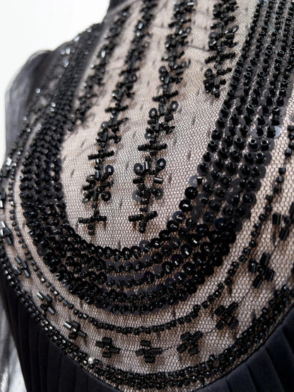 Charming Long Sleeve Black Prom Dress Sequins A-Line Evening Dress GG6047