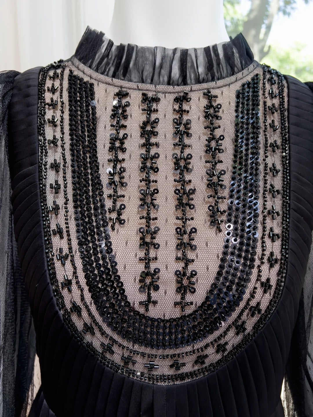 Charming Long Sleeve Black Prom Dress Sequins A-Line Evening Dress GG6047