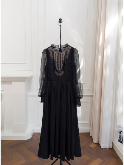 Charming Long Sleeve Black Prom Dress Sequins A-Line Evening Dress GG6047