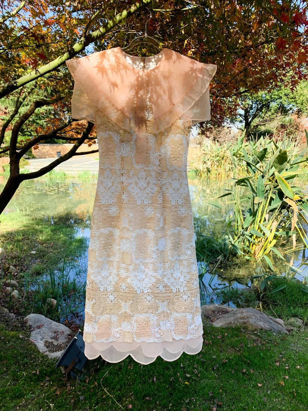 Attractive Lace Apricot Homecoming Dress Jewel Neck A-Line Birthday Dress GG6054