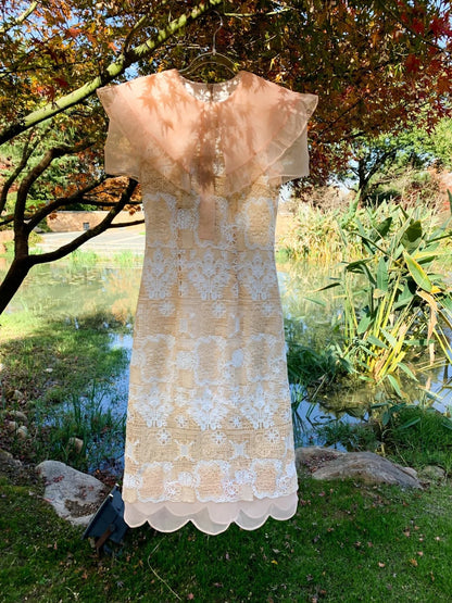 Attractive Lace Apricot Homecoming Dress Jewel Neck A-Line Birthday Dress GG6054