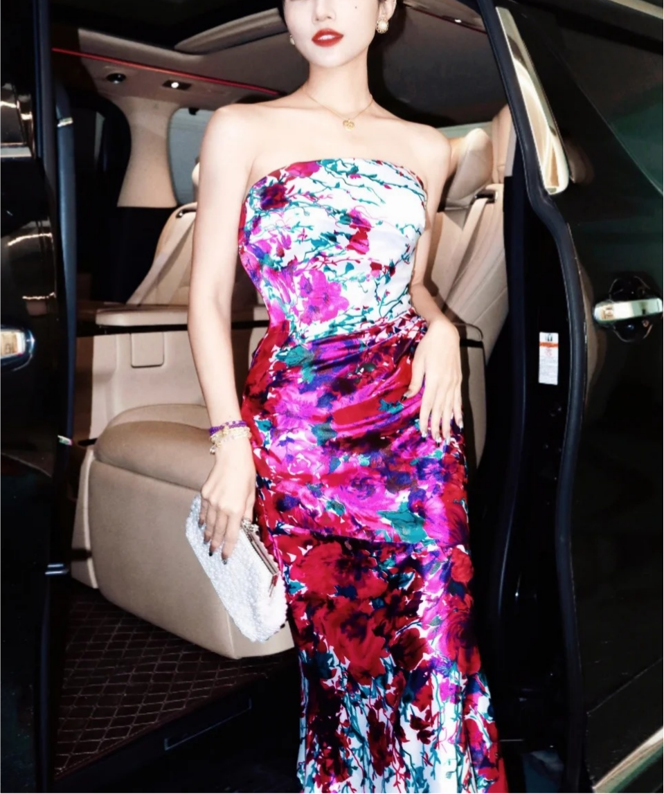 Playful Strapless Floral Prom Dress Mermaid Evening Dress GG6067