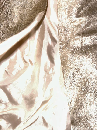 Luxury Strapless Beige Prom Dress Slit Sequins A-Line Evening Dress GG6080