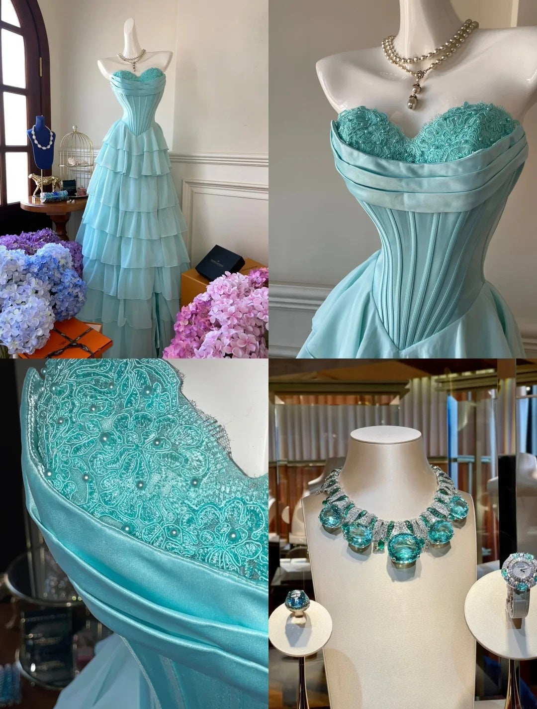 Y2K Sweetheart Neck Green Prom Dress Beading Bodice Tiered A-Line Evening Dress GG6074