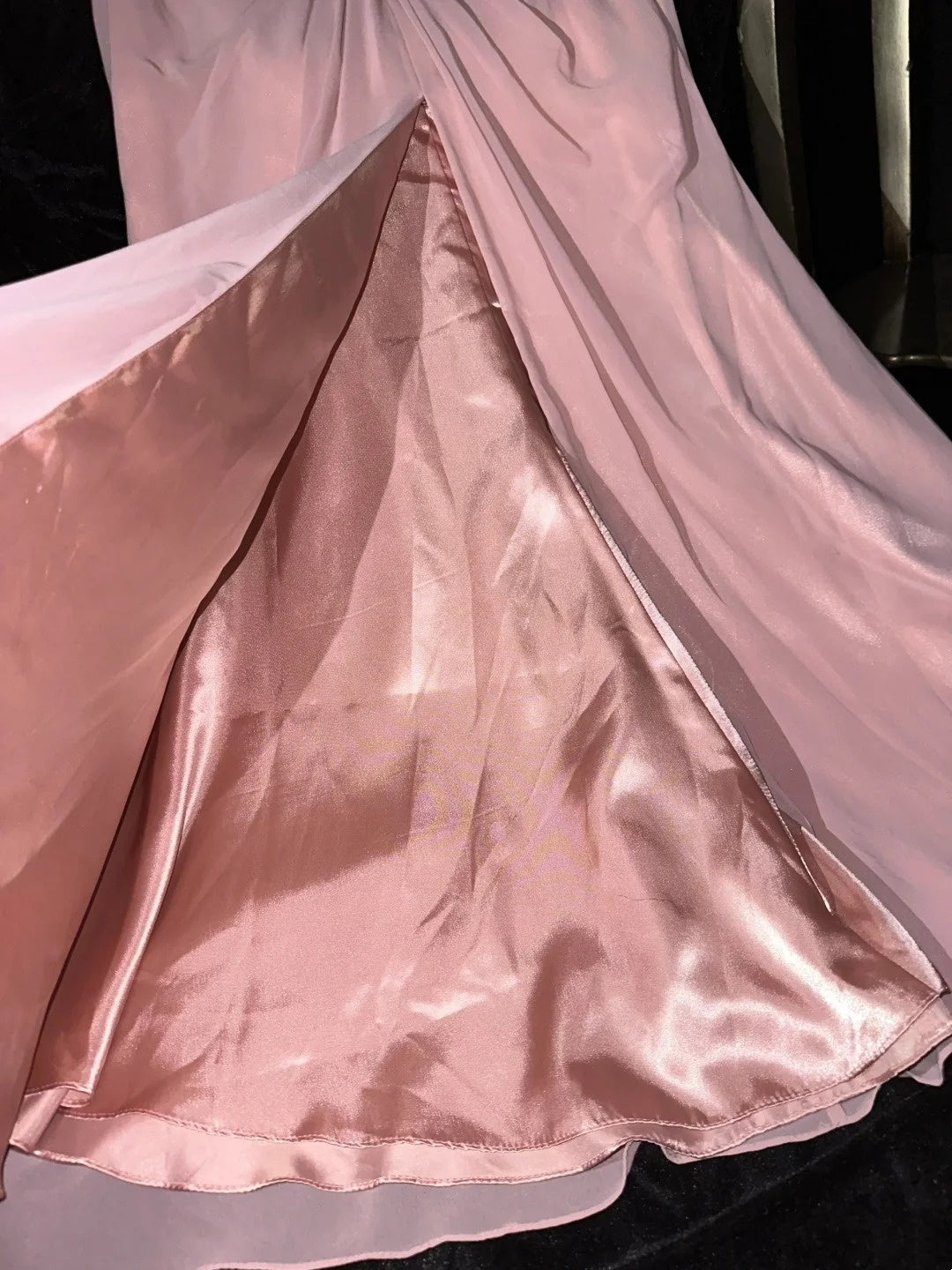 Trendy Strapless Slit Pink Prom Dress Appliques Sequins Mermaid Evening Dress GG6086