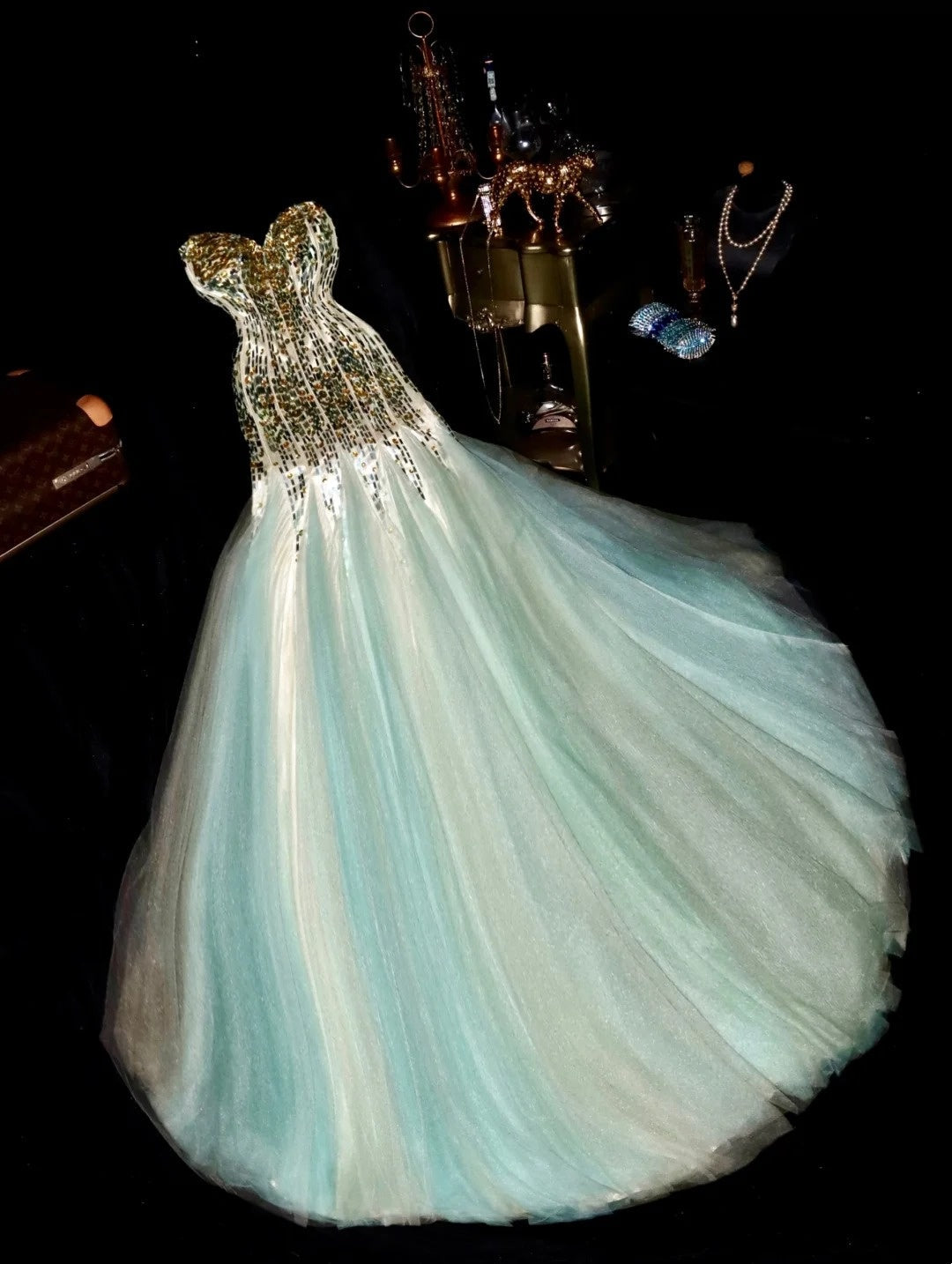 Glittering Sweetheart Neck Prom Dress Sequins Mermaid Evening Dress GG6095