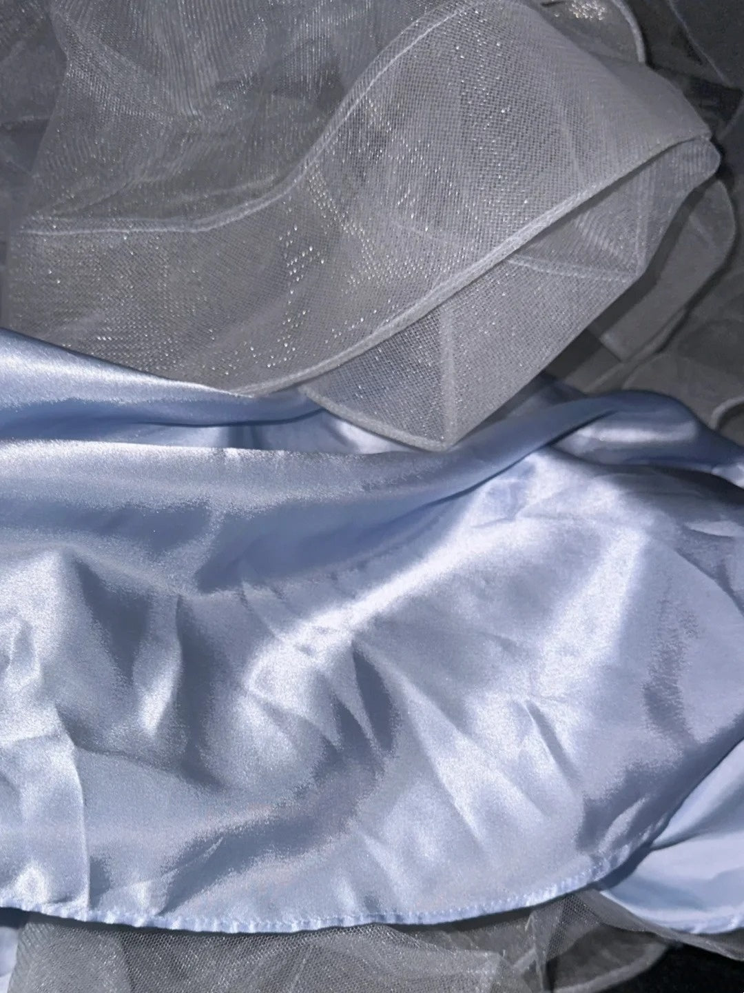 Glittering Spaghetti Straps Pastel Blue Prom Dress Ruffles A-Line Evening Dress GG6106