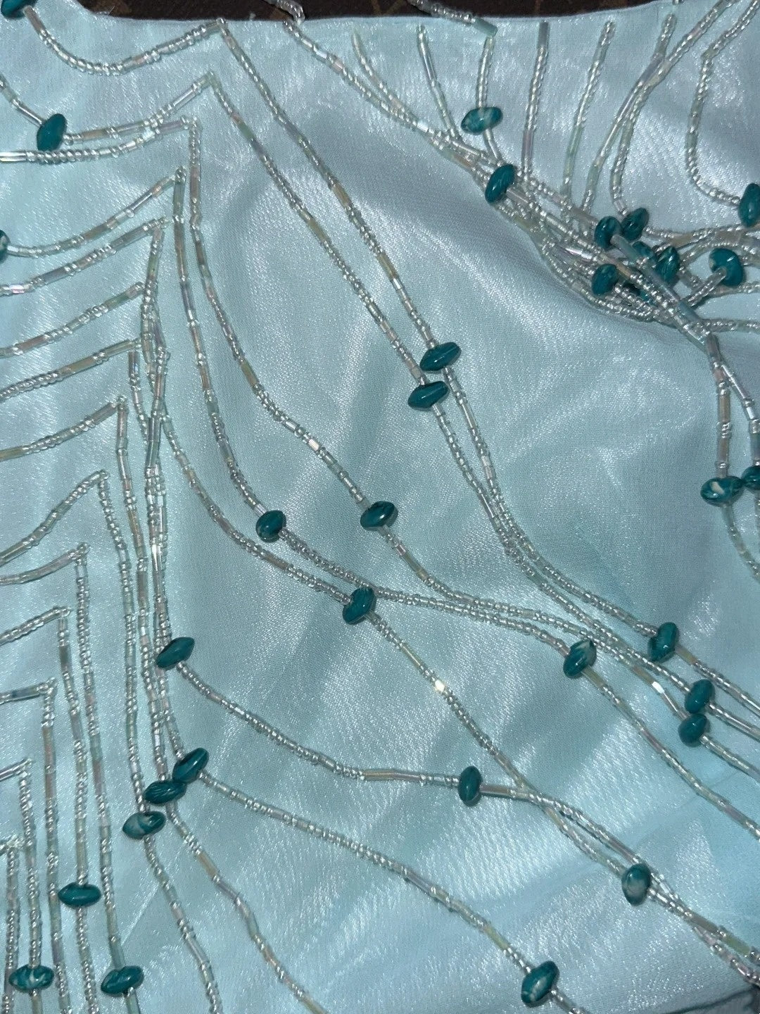 Glittering Spaghetti Straps Blue Prom Dress Beading Chiffon A-Line Evening Dress GG6111