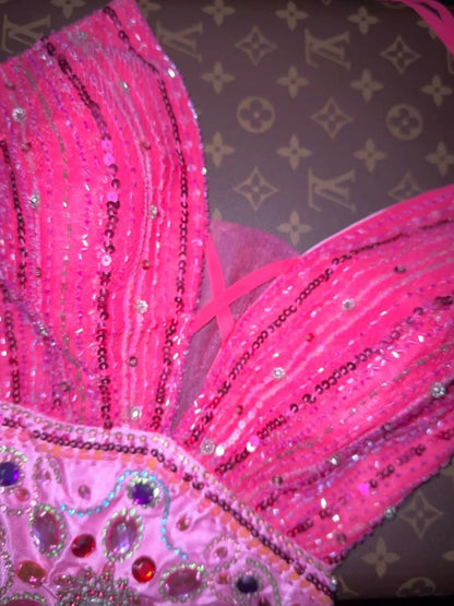 Playful Halter Neck Gradient Pink Prom Dress Crystals Sequins Tulle Mermaid Evening Dress GG6118