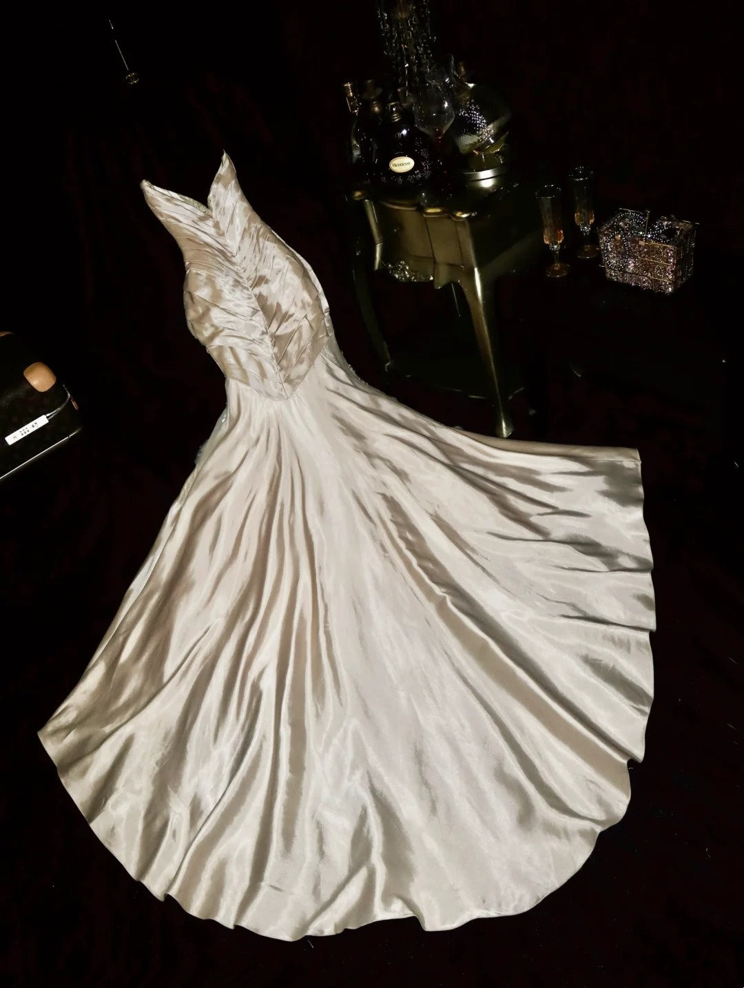 Glowing Sweetheart Neck Champagne Prom Dress Beading Crystals Mermaid Evening Dress GG6120