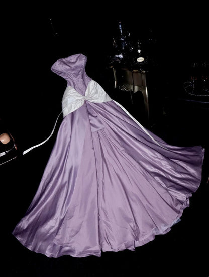 Playful Purple Strapless Prom Dress Sequins A-Line Evening Dress GG6136