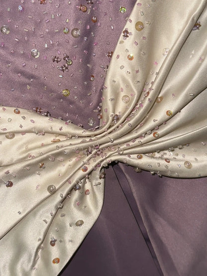 Playful Purple Strapless Prom Dress Sequins A-Line Evening Dress GG6136