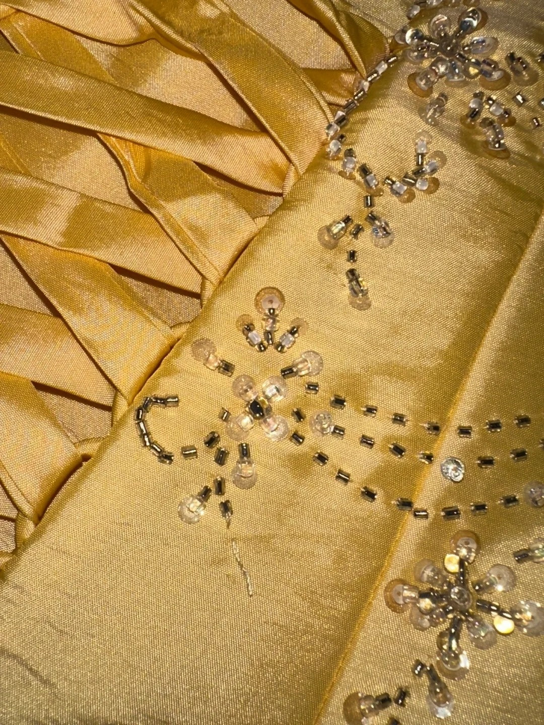 Unique Strapless Yellow Prom Dress Inspo Sequins A-Line Evening Dress GG6137