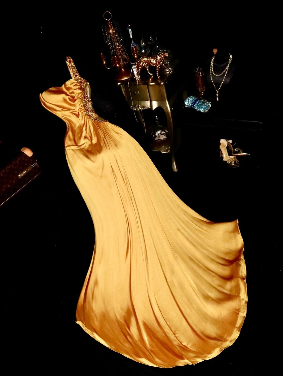 Alluring One Shoulder Orange Prom Dress Beaded A-Line Evening Dress GG6145