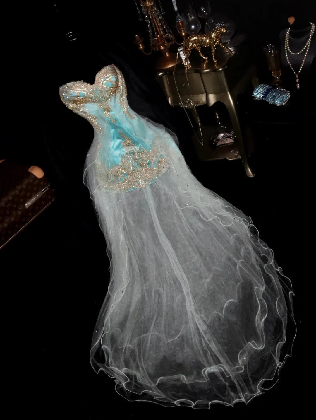 Superb Sweetheart Sequins Homecoming Dress Blue Sheath Tulle Birthday Dress GG6151
