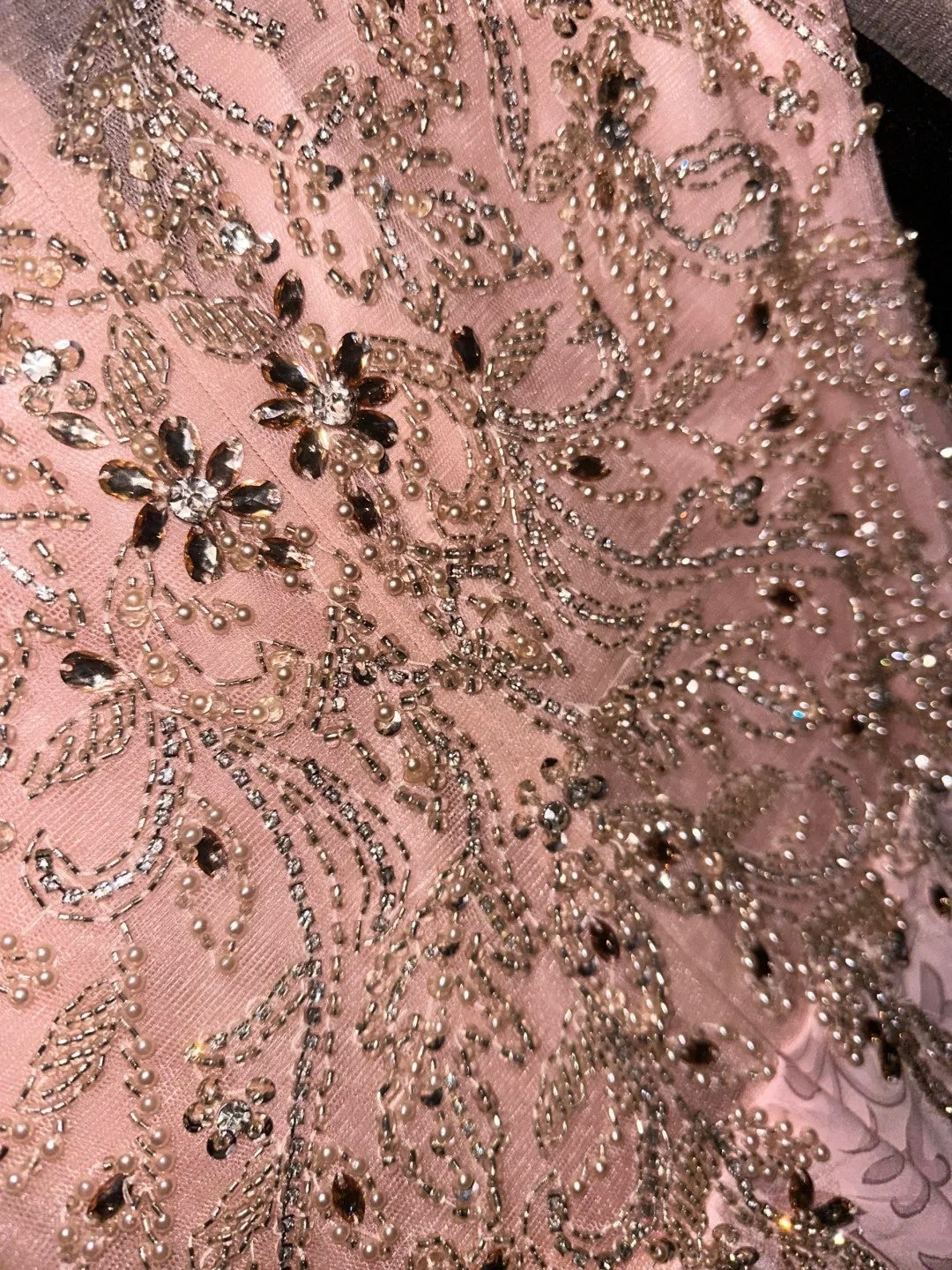 Luxury Beading Pink Prom Dress Long Sleeve A-Line Evening Dress GG6175