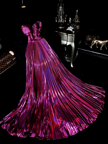 Trendy Sweetheart Fuchsine Prom Dress Pleated A-Line Evening Dress GG6177