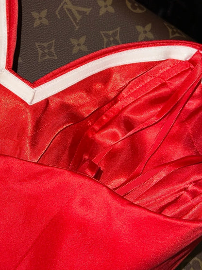 Simple Sweetheart Red Prom Dress Satin A-Line Evening Dress GG6179
