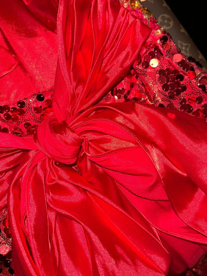 Sexy Halter Neck Red Prom Dress Sequins Rhinestones A-Line Evening Dress GG6187