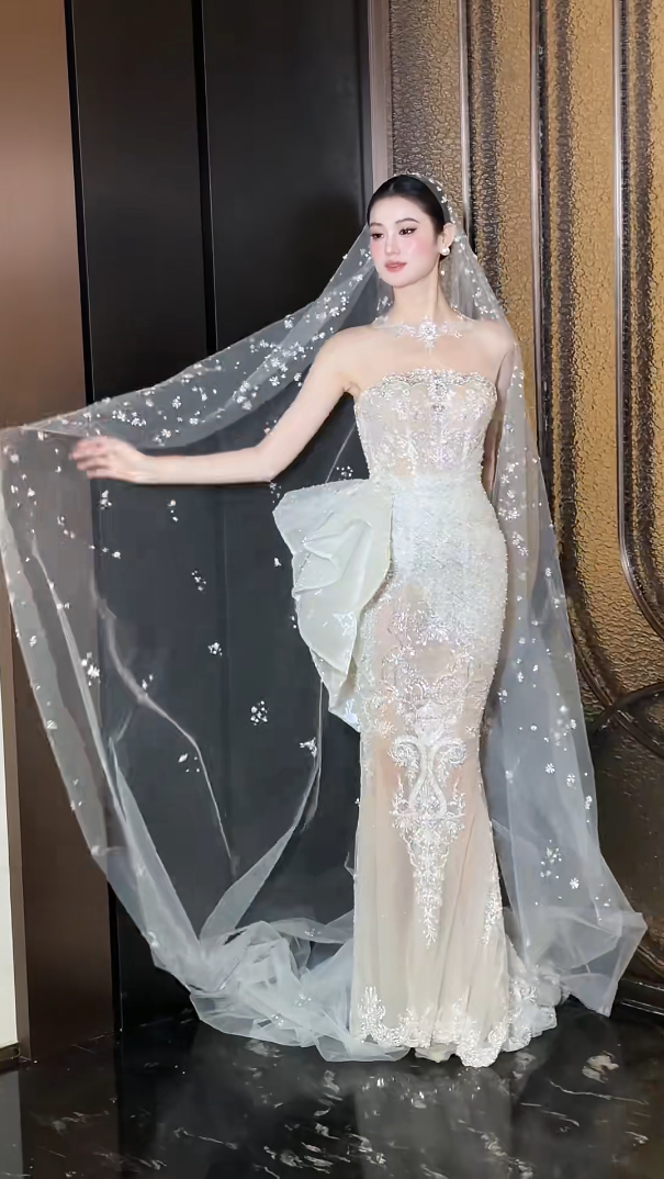 Luxurious High Collar Beading Wedding Dress Sequins Mermaid Bridal Dress GG6199