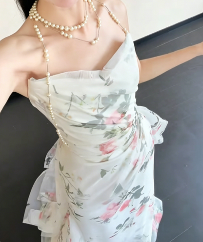 Romantic Strapless Floral Prom Dress Mermaid Evening Dress GG6237
