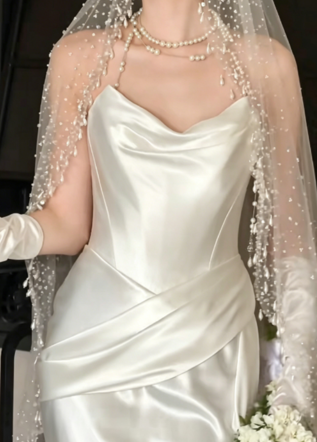 Minimalism Strapless White Wedding Dress Satin Sheath Bridal Dress GG6260