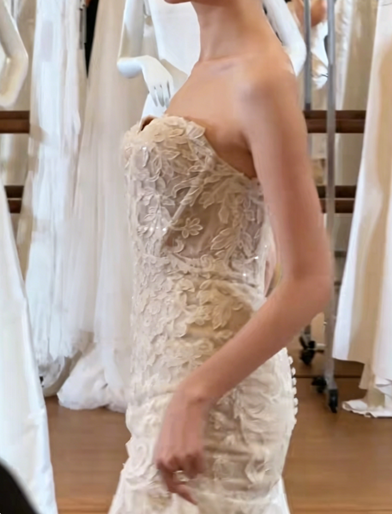 Charming Strapless Wedding Dress Lace Mermaid Bridal Dress GG6407
