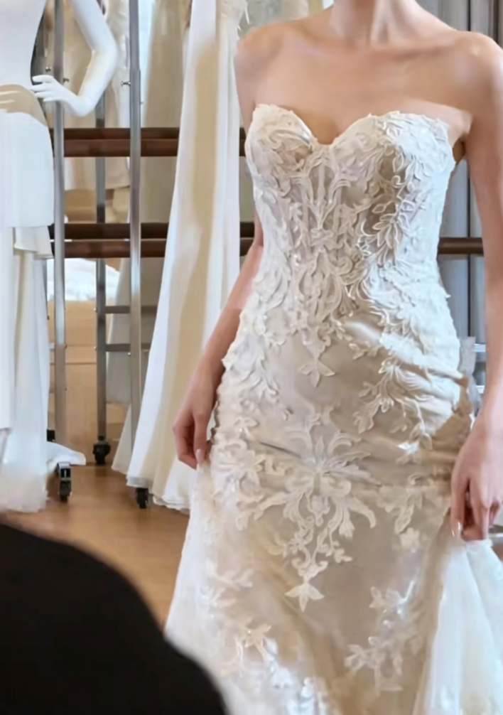 Charming Strapless Wedding Dress Lace Mermaid Bridal Dress GG6407