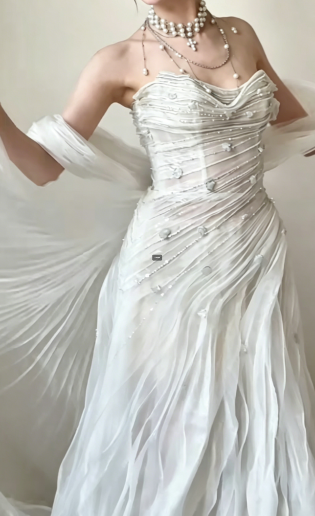 Ornate Strapless Beading Wedding Dress Tulle Mermaid Bridal Dress GG6462