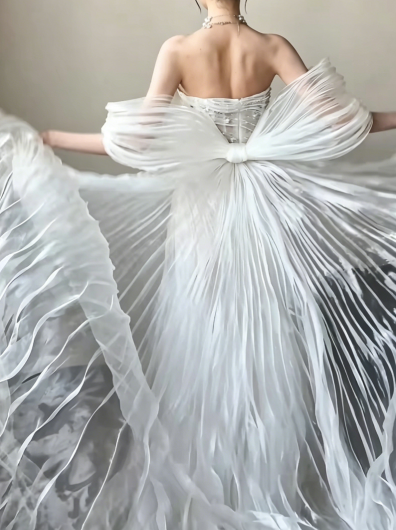 Ornate Strapless Beading Wedding Dress Tulle Mermaid Bridal Dress GG6462