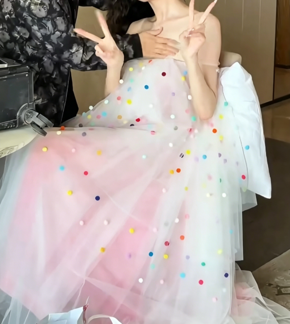 Playful Strapless Pink Prom Dress Tiered Tulle A-Line Evening Dress GG6550
