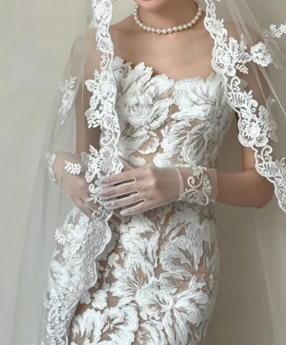 Attractive Floral Wedding Dress Appliques Mermiad Bridal Dress GG6561