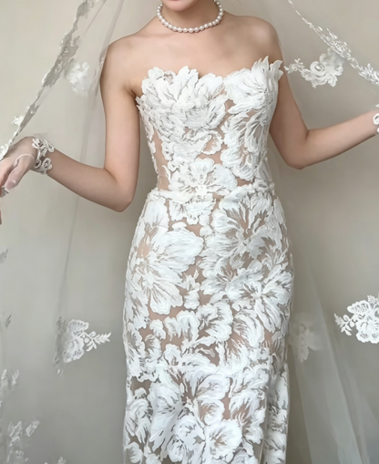 Attractive Floral Wedding Dress Appliques Mermiad Bridal Dress GG6561