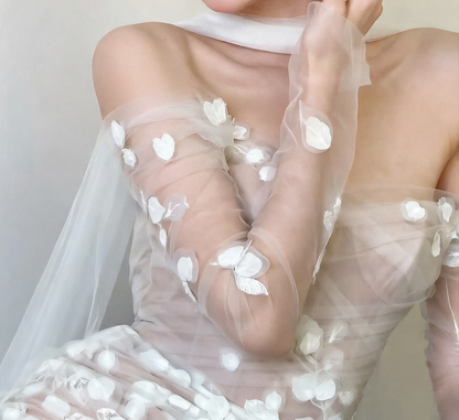 Alluring Off-Shoulder High Slit Wedding Dress Long Sleeve Appliques Mermiad Bridal Dress GG6565