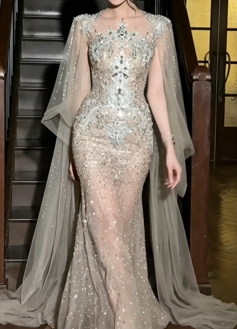 Ornate Beaded Wedding Dress Sequins Mermiad Bridal Dress GG6573