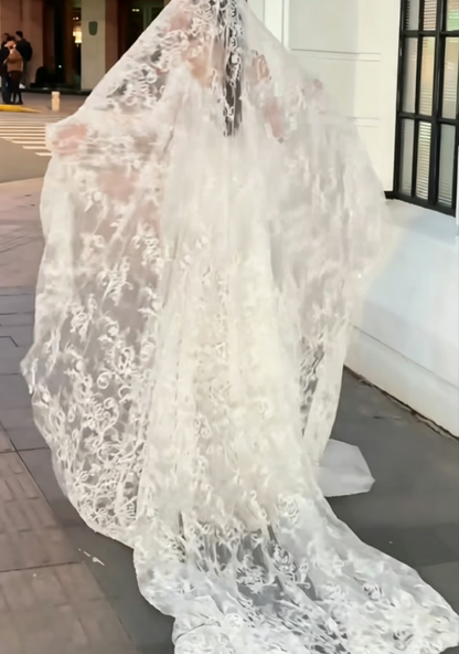 Attractive Off-Shoulder Lace Wedding Dress Long Sleeve Mermaid Bridal Dress GG6582