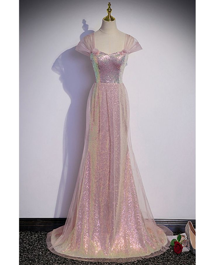 Shiny Mermaid Off The Shoulder Sequin Tulle Long Prom Dress,Evening Dress GG777