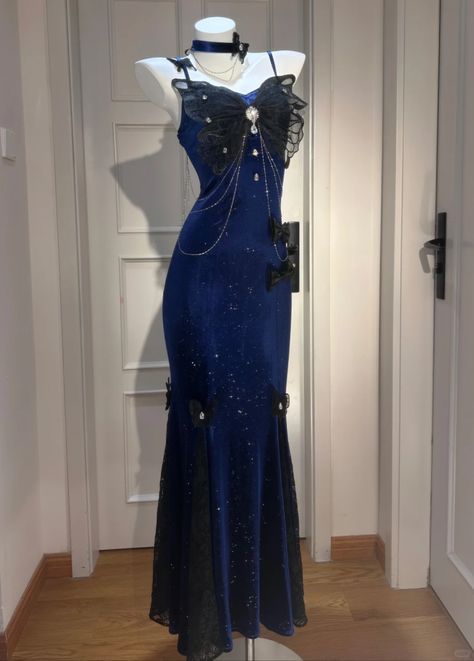 Chic Mermaid Spaghetti Straps Satin Bow Beaded Long Prom Dress,Evening Dress GG827