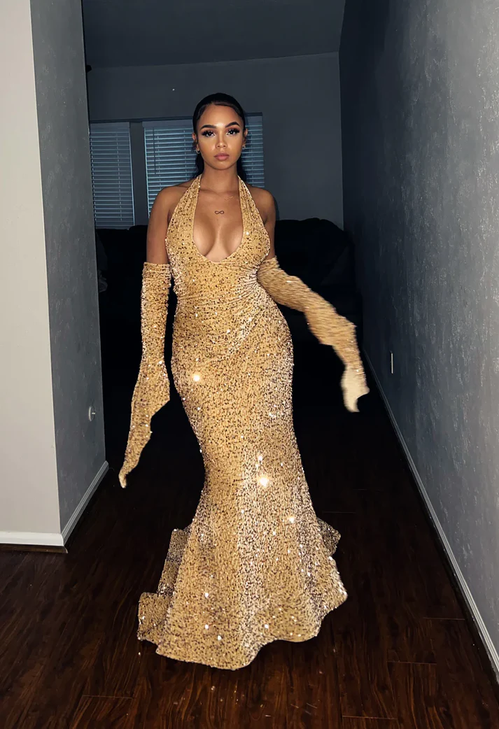 Mermaid Sequins Formal Prom Dress Long Evening Gown  cc259