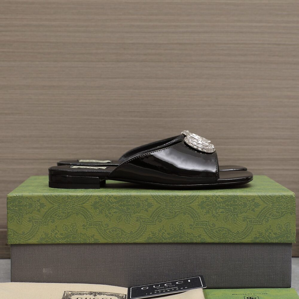 Gucci GG Crystal Slippers Black